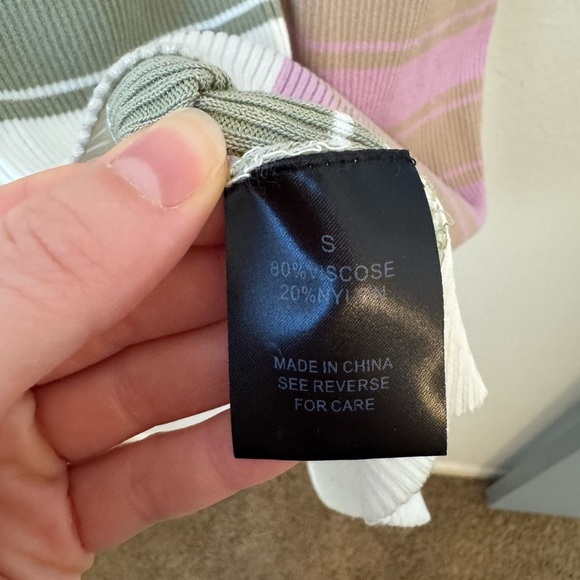 NWT Wishlist Mika Taupe Colorblock Striped Fitted Midi Dress- Small - Picture 9 of 10